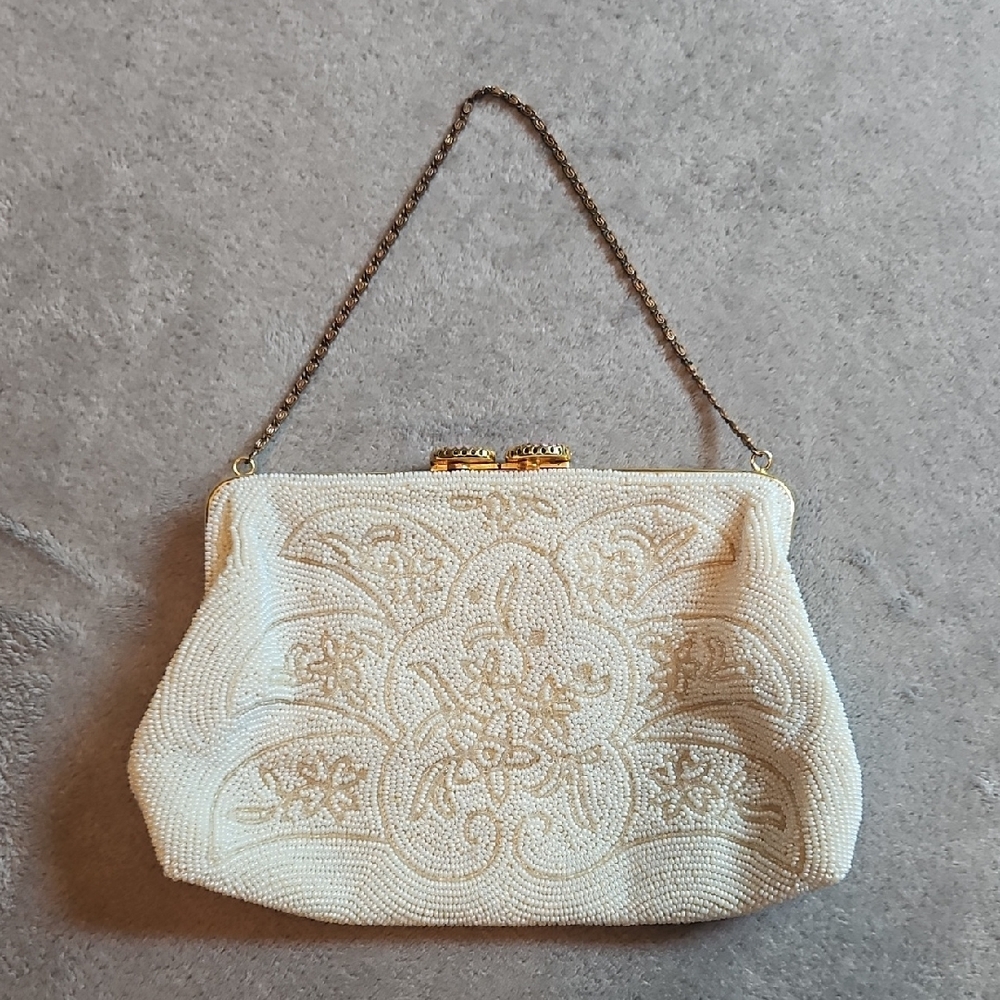 Vintage Jorelle White Beaded Evening Bag